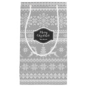 クリスマスセーター灰色の公正なアイルパターンモノグラム スモールペーパーバッグ (正面)