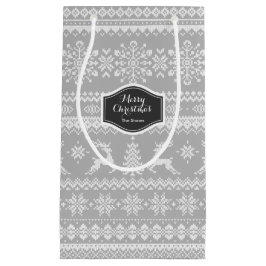 クリスマスセーター灰色の公正なアイルパターンモノグラム スモールペーパーバッグ