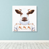 クリスマスセーター牛 キャンバスプリント (インサイチュ (ウッドフロア))