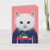クリスマスセーター猫グリーティングカード カード (正面)