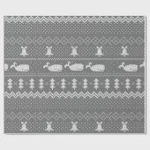 クリスマスセーター編み模様ホエールグレー ラッピングペーパー (フラット)