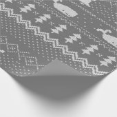 クリスマスセーター編み模様ホエールグレー ラッピングペーパー (角)