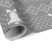 クリスマスセーター編み模様ホエールグレー ラッピングペーパー (ロールコーナー)