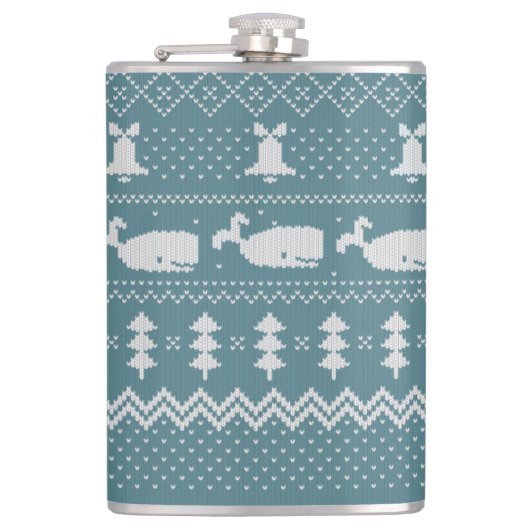 クリスマスセーター編み模様ホエールスカンジ フラスク (正面)