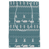 クリスマスセーター編み模様ホエールスカンジ ミディアムペーパーバッグ (正面)