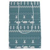 クリスマスセーター編み模様ホエールスカンジ ミディアムペーパーバッグ (裏面)