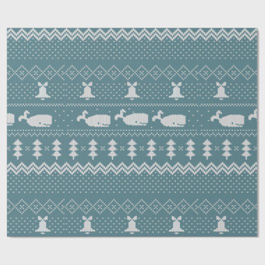 クリスマスセーター編み模様ホエールスカンジ ラッピングペーパー (フラット)