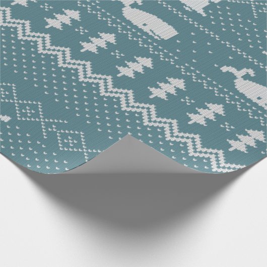 クリスマスセーター編み模様ホエールスカンジ ラッピングペーパー (角)