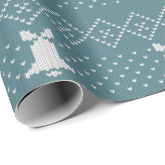 クリスマスセーター編み模様ホエールスカンジ ラッピングペーパー (ロールコーナー)