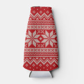 クリスマスセーター編み物パターン – 赤 ボトルクーラー (正面)