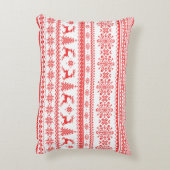 クリスマスセーター赤いフェアアイルパターンモノグラム アクセントクッション (裏面(縦))