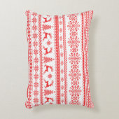 クリスマスセーター赤いフェアアイルパターンモノグラム アクセントクッション (正面(垂直))