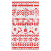 クリスマスセーター赤いフェアアイルパターンモノグラム スモールペーパーバッグ (正面)