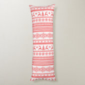 クリスマスセーター赤いフェアアイルパターンモノグラム ボディピロー (裏面 (縦))