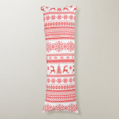 クリスマスセーター赤いフェアアイルパターンモノグラム ボディピロー (正面縦)