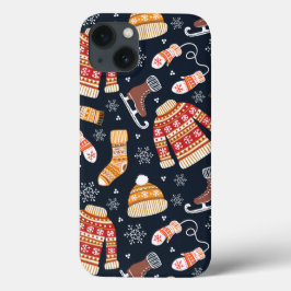 クリスマスセーター ミトン アイススケート 冬 パターン iPhone 13ケース