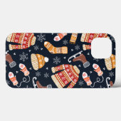 クリスマスセーター ミトン アイススケート 冬 パターン Case-Mate iPhoneケース (裏面 (横))