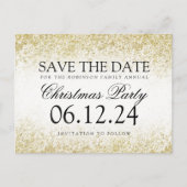 クリスマスセーブ日付金ゴールドグリッターダストホワイト 案内ポストカード (正面)
