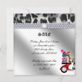 クリスマスセールパーティー招待 レパード 白 黒 招待状 (裏面)