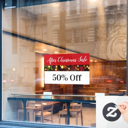 クリスマスセール後の店の看板ウィンドウが閉まる ウィンドウサイン (カフェ窓)