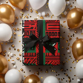 クリスマスゼブラケンテアフリカプリントアートギフトラップ ラッピングペーパー