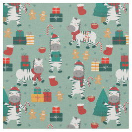 クリスマスゼブラサンタ冬の休日の醜いクリスマス ファブリック