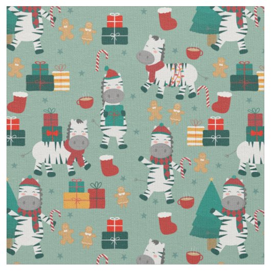 クリスマスゼブラサンタ冬の休日の醜いクリスマス ファブリック (クローズアップ)