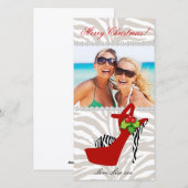 クリスマスゼブラシューフォトカードテンプレート赤 シーズンカード (正面/裏面)