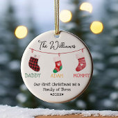 クリスマスソックスかわいいパーソナライズされた写真 セラミックオーナメント