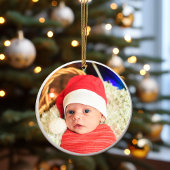 クリスマスソックスかわいいパーソナライズされた写真 セラミックオーナメント
