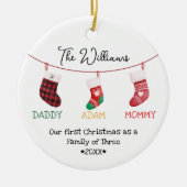 クリスマスソックスかわいいパーソナライズされた写真 セラミックオーナメント (正面)