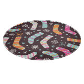 クリスマスソックスと雪片:ヴィンテージ模様 カッティングボード (角)