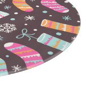 クリスマスソックスと雪片:ヴィンテージ模様 カッティングボード (角)