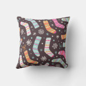 クリスマスソックスと雪片:ヴィンテージ模様 クッション (裏面)