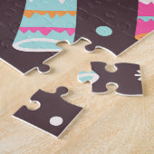 クリスマスソックスと雪片：ヴィンテージ模様 ジグソーパズル (側面)