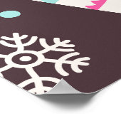 クリスマスソックスと雪片：ヴィンテージ模様 ポスター (角)