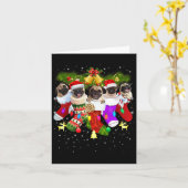 クリスマスソックスにサンタプおもしろいグクリスマスドッグ恋人 カード (黄色い花)