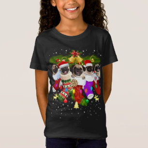 クリスマスソックスにサンタプおもしろいグクリスマスドッグ恋人 Tシャツ