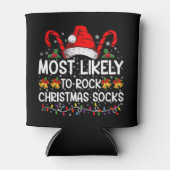 クリスマスソックスのクリスマスをロックする可能性が最も高おもしろいい 缶クーラー (正面)