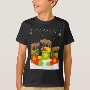 クリスマスソックスのサンタトナカイエルフヌー Tシャツ