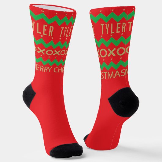 クリスマスソックスのシェブロンデザイン ソックス (傾斜あり)