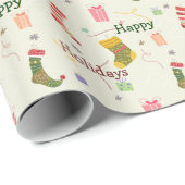 クリスマスソックスのパレードギフラップ ラッピングペーパー (ロールコーナー)