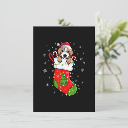 クリスマスソックスのビーグルおもしろいドッグSanta Beagle X 招待状 (スタンド正面)