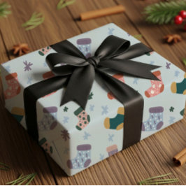 クリスマスソックスのラッピングペーパー ラッピングペーパー