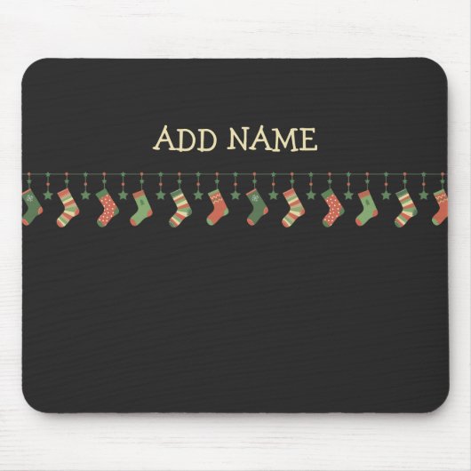 クリスマスソックスの季節のストッキングに名前を追加 マウスパッド (正面)