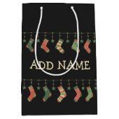 クリスマスソックスの季節のストッキングに名前を追加 ミディアムペーパーバッグ (正面)