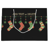 クリスマスソックスの季節のストッキングに文字を追加 ラージペーパーバッグ (正面)