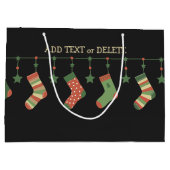 クリスマスソックスの季節のストッキングに文字を追加 ラージペーパーバッグ (裏面)