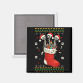 クリスマスソックスの面白いエミュー鳥がライトアップするクリスマス マグネット (正面/裏面)
