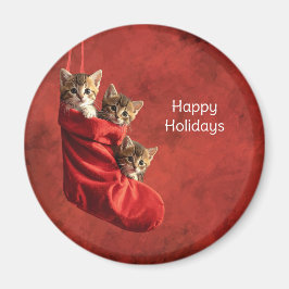 クリスマスソックスの3匹の子猫マグネット マグネット